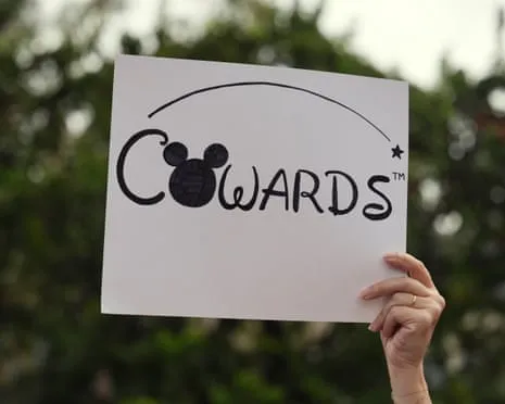 Numerous Rally In Front Of Mickey Mouse Company Corporate Offices Concerning ‘Authoritarian’ Kimmel Cancellation